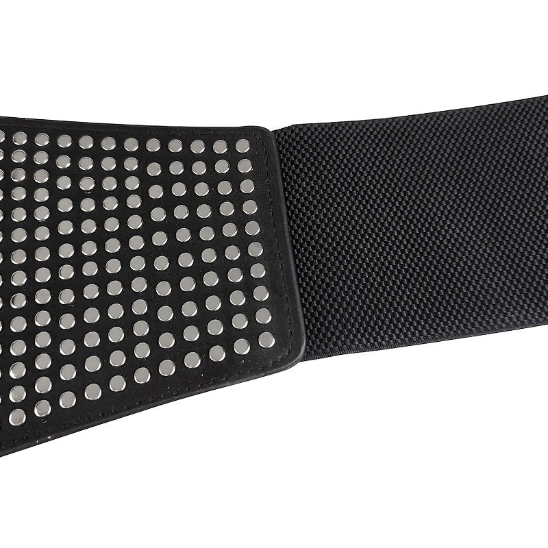 Wide Elastic Studded Belt Female Waist Gothic Plus Size Stretch Girdle Ladies Long Belts For Women Corset Waistband -