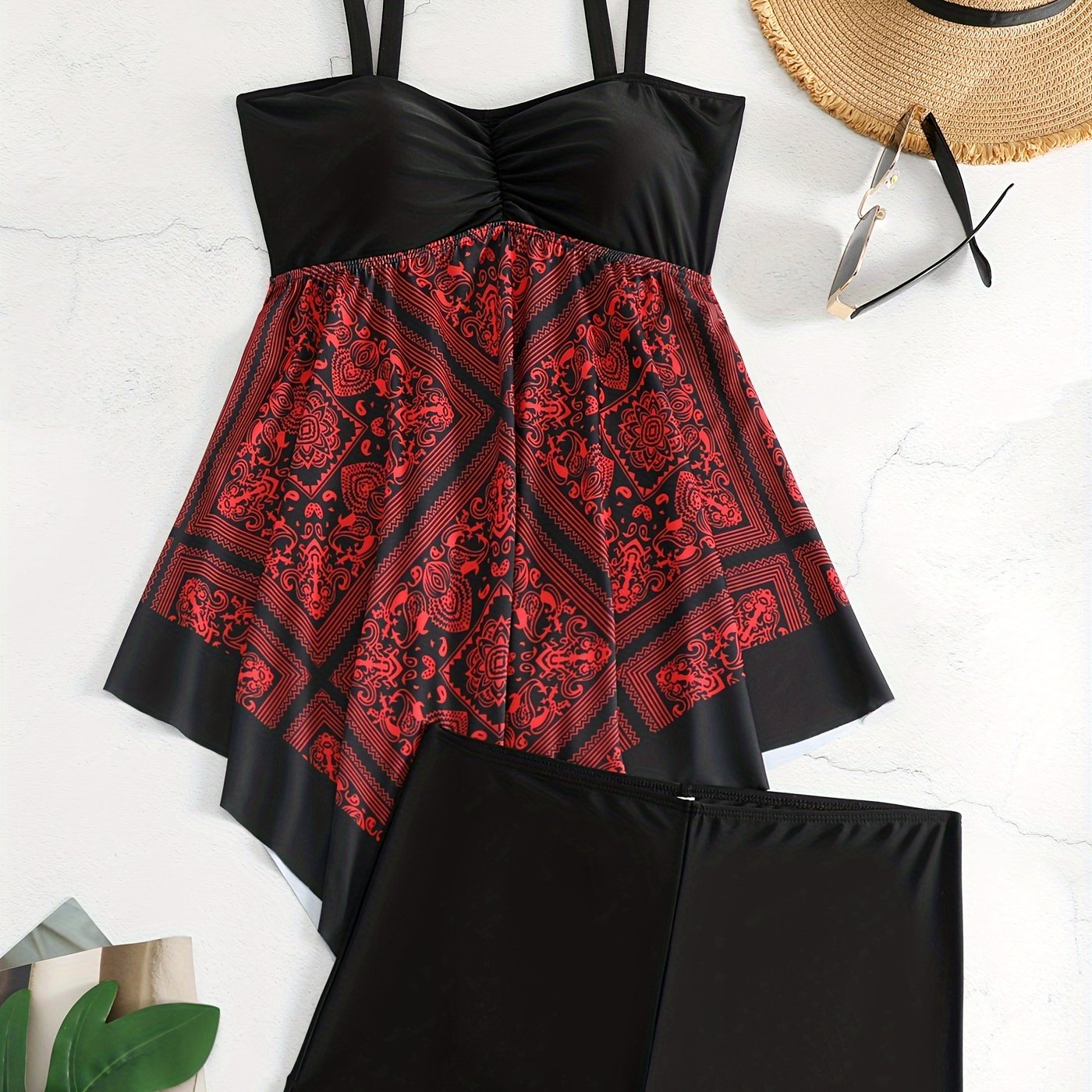 Plus Size Women's Printed One-Piece Swimsuit, Sexy Print Swimwear -