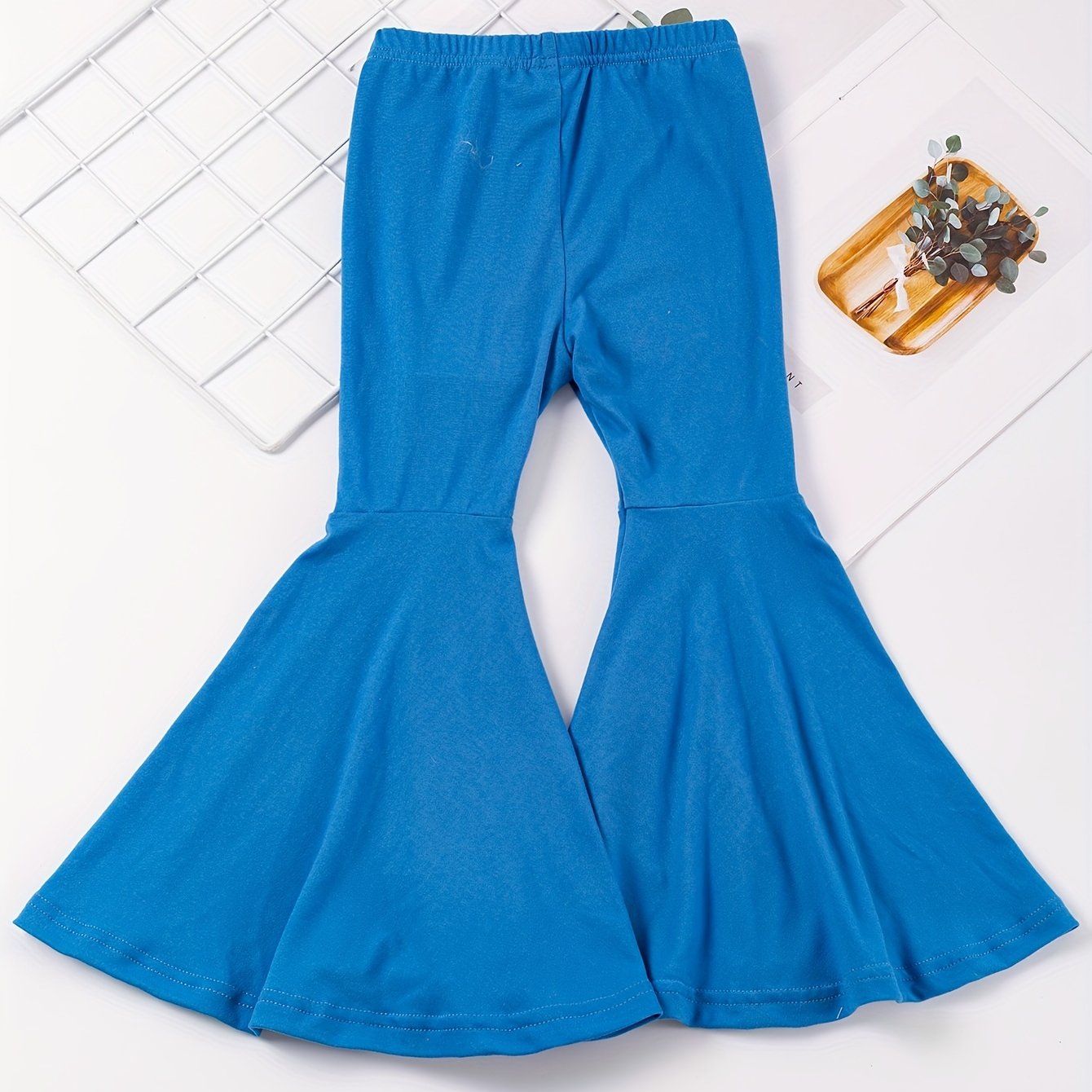 Girls' High-Waisted Flared Pants - Stretchy Bell-Bottoms, Non-Belted Waist, for Dance, Everyday & Formal Events - Spring/Fall Pants for Girls - Easy-Care Outfit, Dance Attire, Non belted Design, Comfortable Fit, Perfect for O -