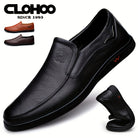 Step into comfort and safety with these men's genuine leather slip-on, slip-resistant shoes! -