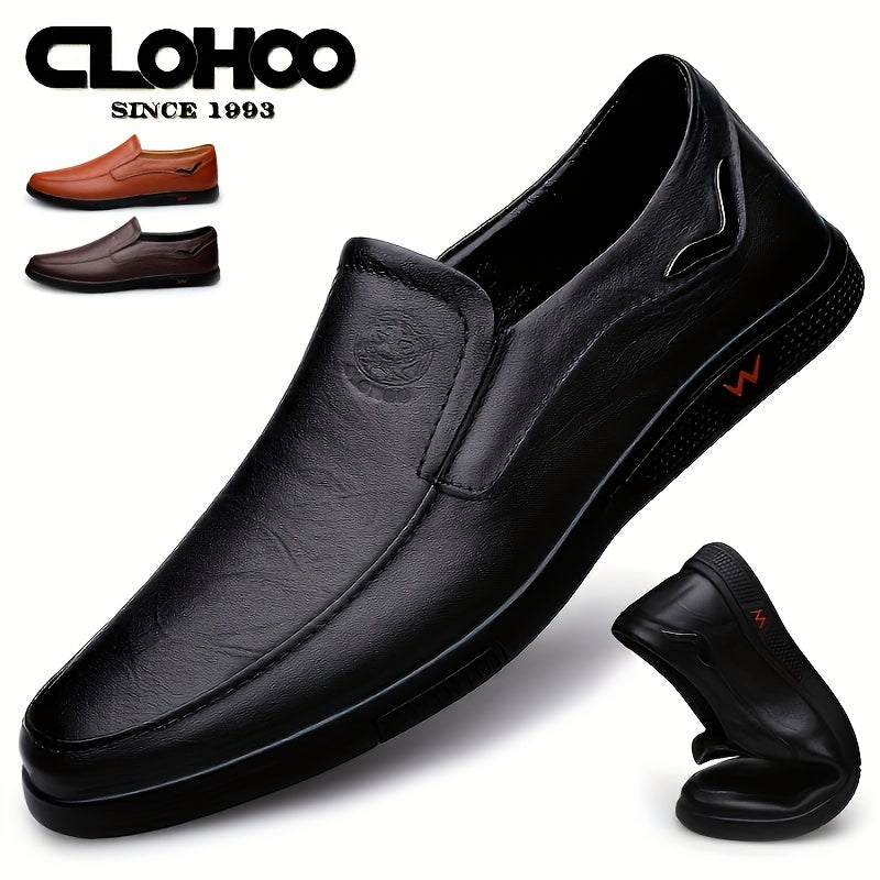 Step into comfort and safety with these men's genuine leather slip-on, slip-resistant shoes! -