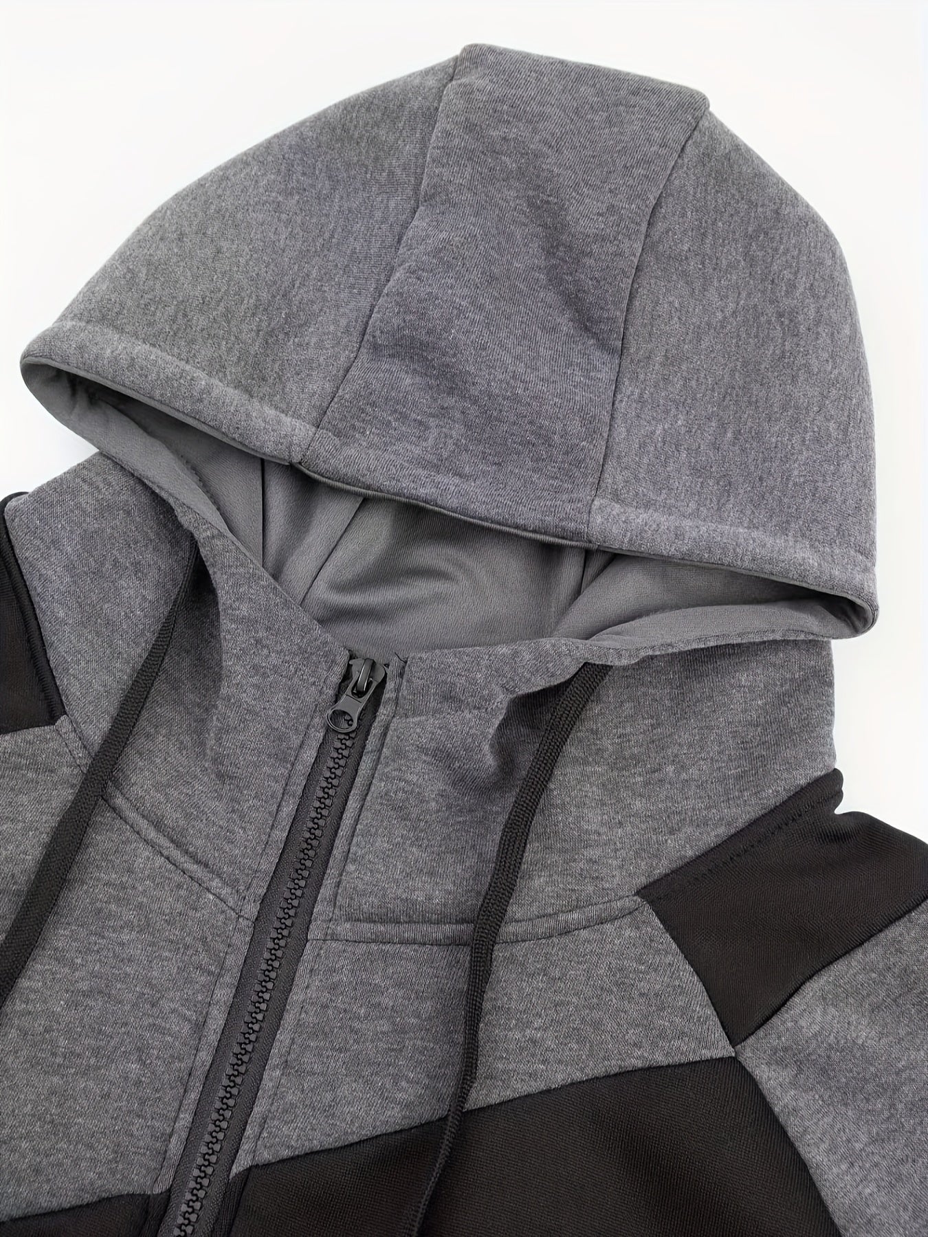 Men's Casual Color Block Zip Up Jacket With Hood - Varsity Style - Soft Fleece Lining - Perfect for Fall/Winter - Ideal Gift for Teenagers & Young Adults -