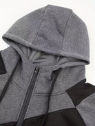 Men's Casual Color Block Zip Up Jacket With Hood - Varsity Style - Soft Fleece Lining - Perfect for Fall/Winter - Ideal Gift for Teenagers & Young Adults -