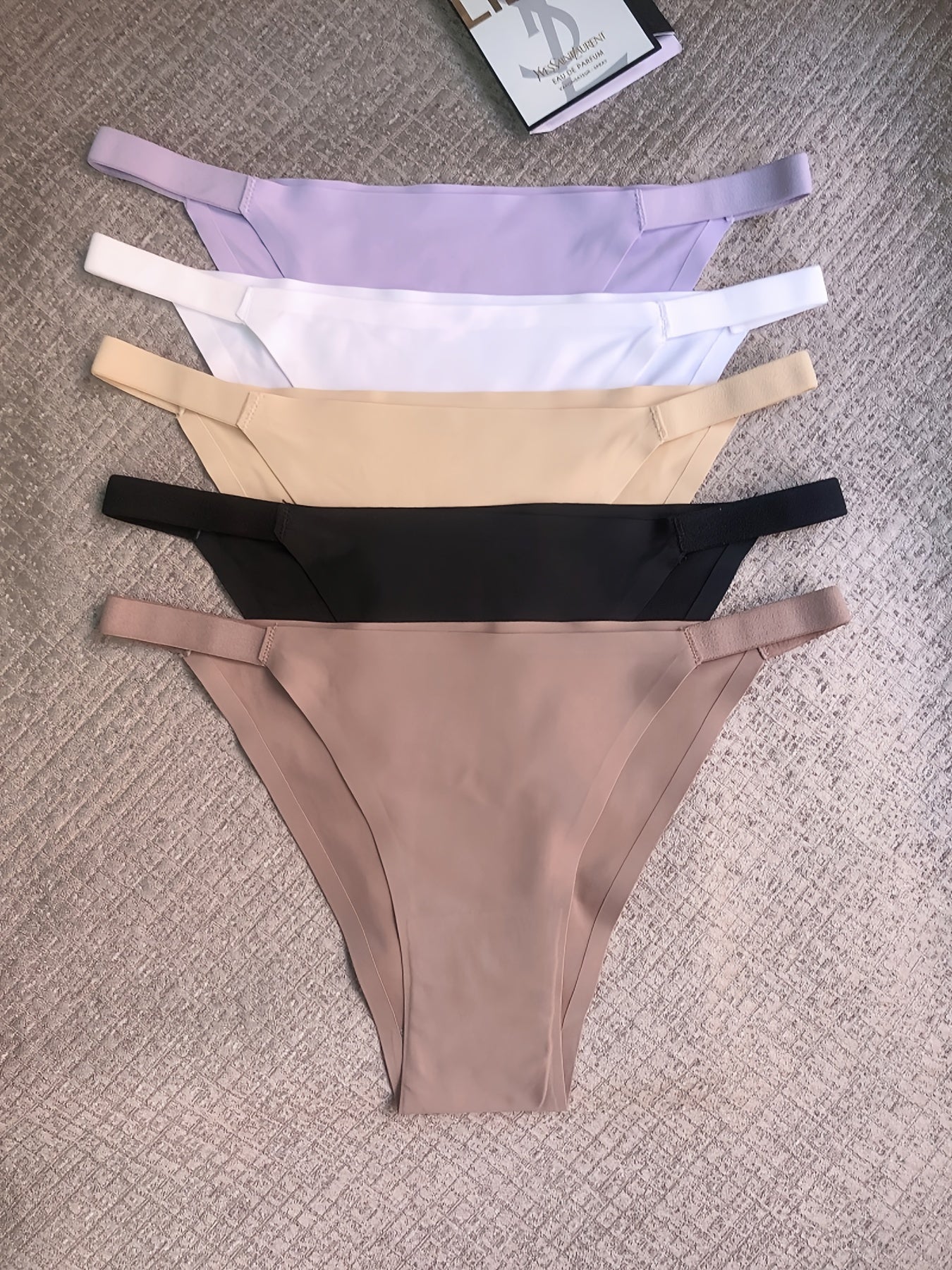 5pcs Seamless Women's Bikini Panties - Comfortable, Stretchy Nylon/Elastane Blend, Low-Rise, Solid Color in Casual to Yoga Fitness Wear, Breathable & Soft -