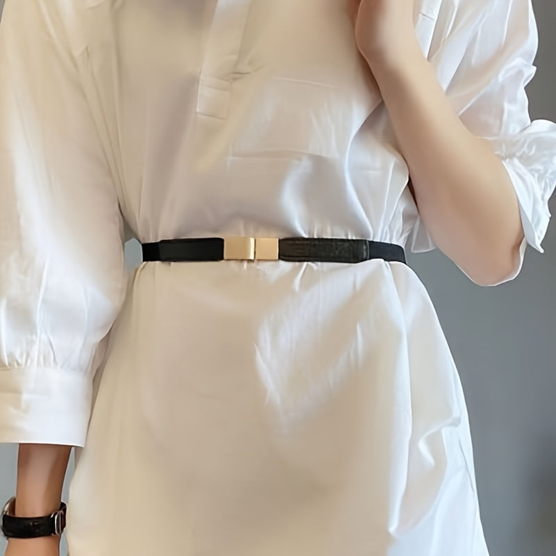 Elastic Waist Cincher Belt - Stylish Black & Golden Design, Versatile Corset for Dresses & Coats, Perfect for Casual & Formal Occasions, Everyday Fashion Accessory|Vintage Style Belt|Elastic Cincher Belt -