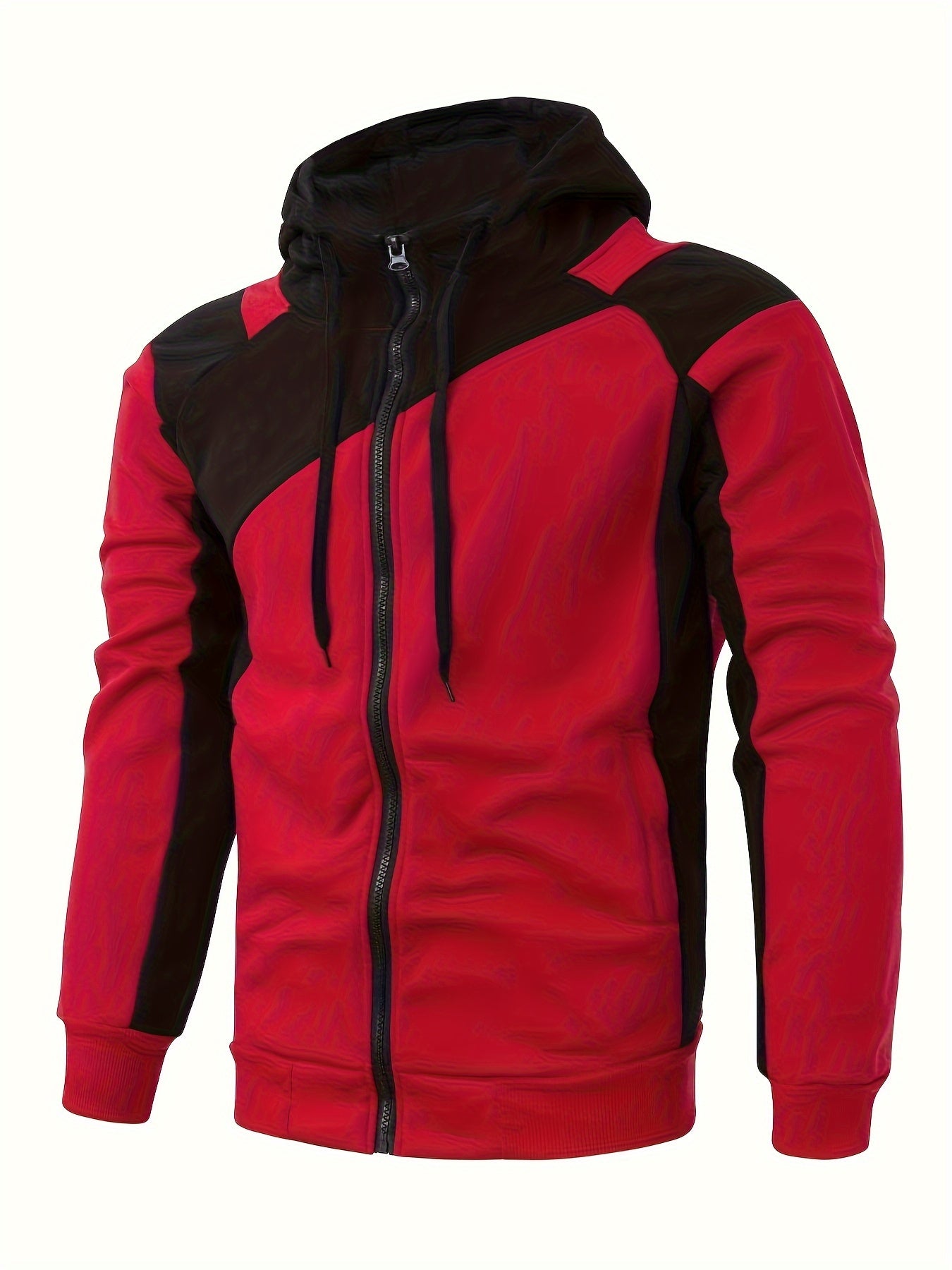 Men's Casual Color Block Zip Up Jacket With Hood - Varsity Style - Soft Fleece Lining - Perfect for Fall/Winter - Ideal Gift for Teenagers & Young Adults -