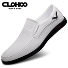 Step into comfort and safety with these men's genuine leather slip-on, slip-resistant shoes! -