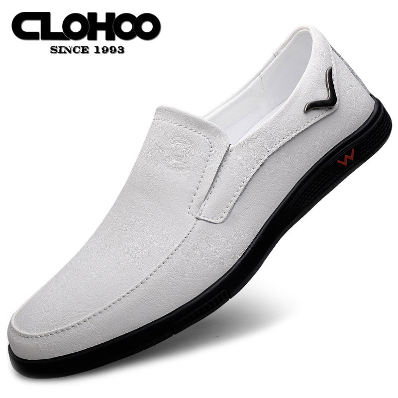 Step into comfort and safety with these men's genuine leather slip-on, slip-resistant shoes! -