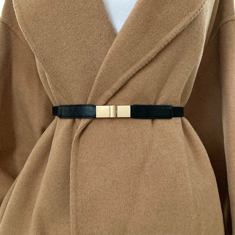 Elastic Waist Cincher Belt - Stylish Black & Golden Design, Versatile Corset for Dresses & Coats, Perfect for Casual & Formal Occasions, Everyday Fashion Accessory|Vintage Style Belt|Elastic Cincher Belt -