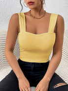 Stretchy Women's Crop Tank Top - Casual Everyday Essential - Soft, Breathable, Sleeveless, Solid Color, Comfortable, Relaxed Fit, Women's Clothing -
