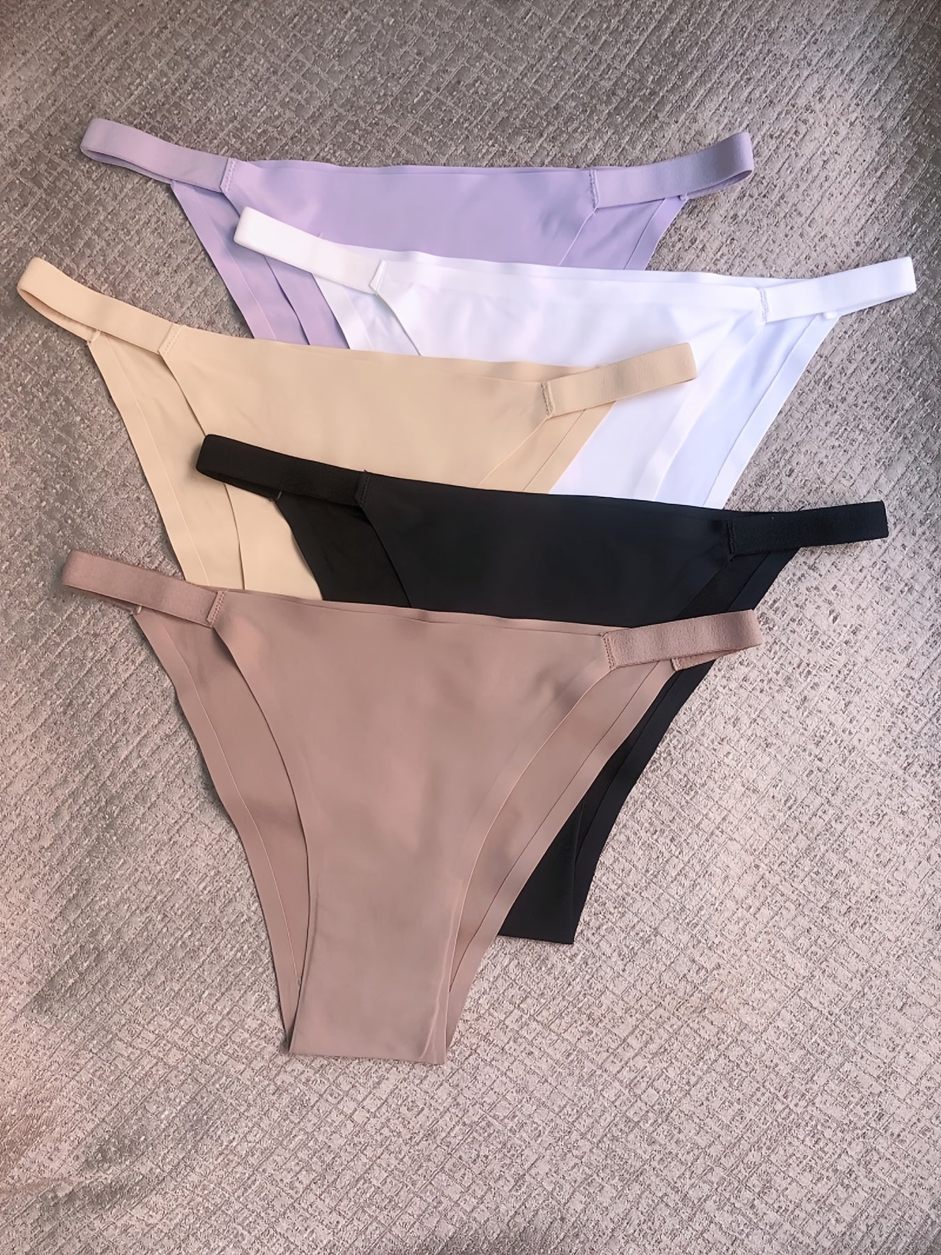 5pcs Seamless Women's Bikini Panties - Comfortable, Stretchy Nylon/Elastane Blend, Low-Rise, Solid Color in Casual to Yoga Fitness Wear, Breathable & Soft -