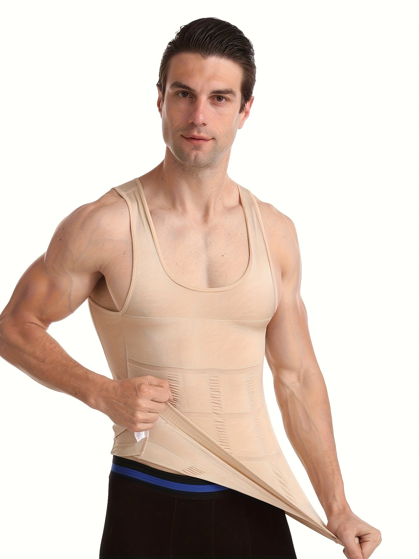 Sculpt your silhouette with this men's compression body shaper tank top—your secret slimming vest! -