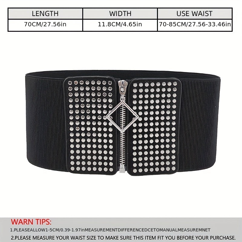 Wide Elastic Studded Belt Female Waist Gothic Plus Size Stretch Girdle Ladies Long Belts For Women Corset Waistband -
