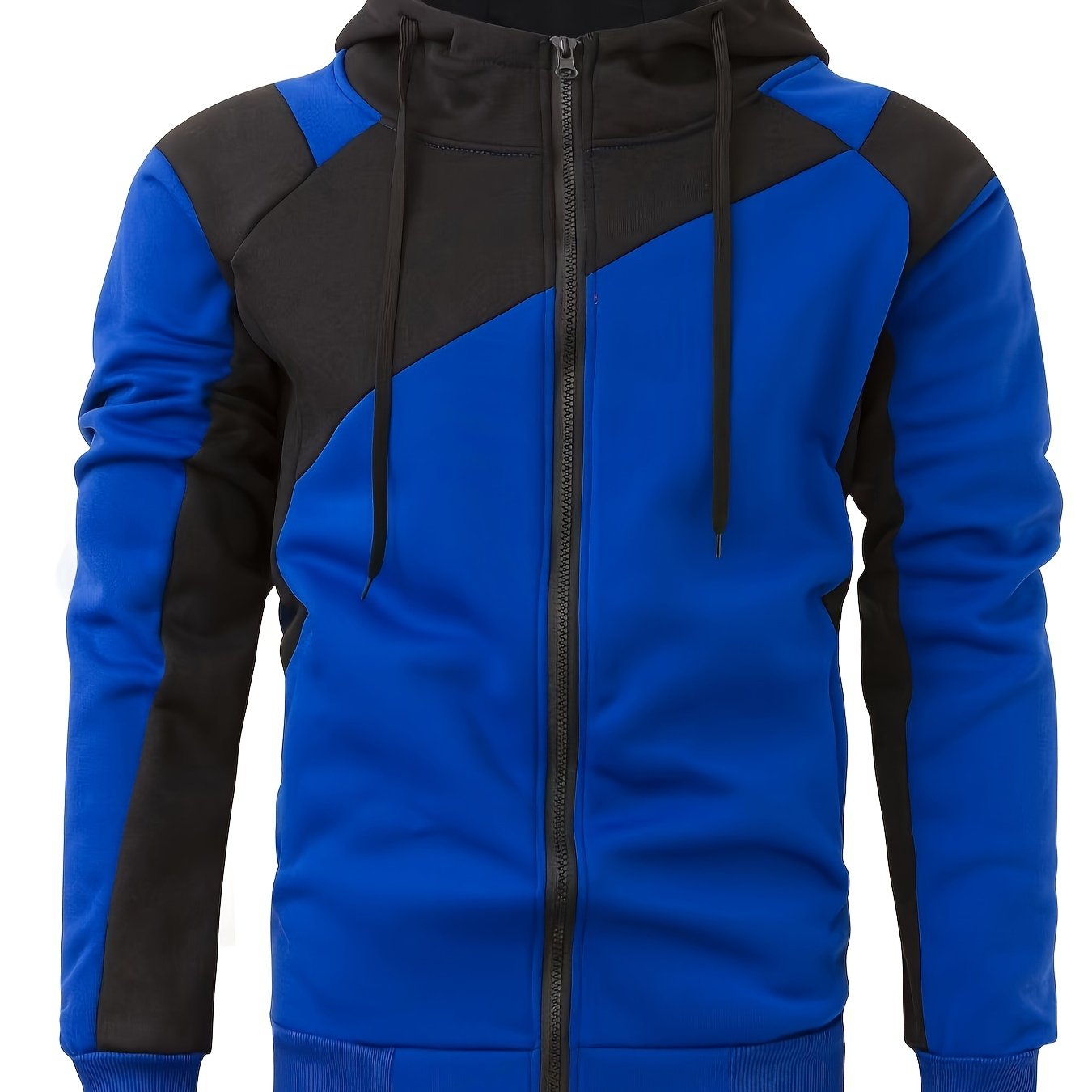 Men's Casual Color Block Zip Up Jacket With Hood - Varsity Style - Soft Fleece Lining - Perfect for Fall/Winter - Ideal Gift for Teenagers & Young Adults -