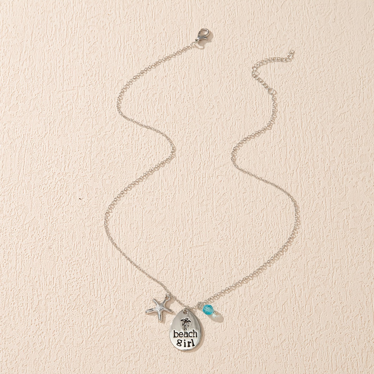 Sea Glass Pendant Necklace Marine Elements Shape Pendant Adjustable Neck Jewelry Summer Beach Style Clothings Accessories -