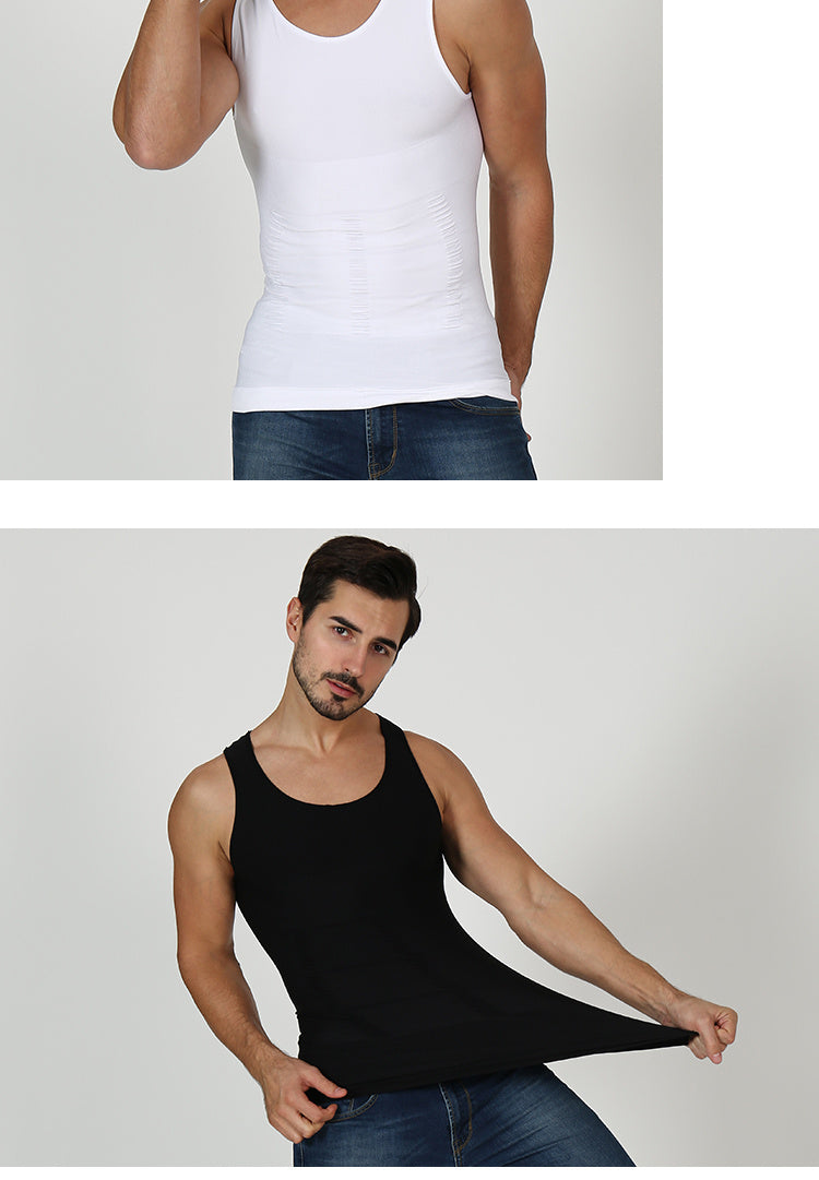 Sculpt your silhouette with this men's compression body shaper tank top—your secret slimming vest! -