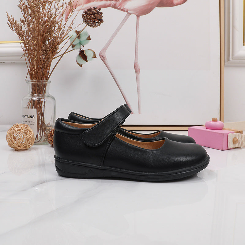 Girls' Black Mary Jane Shoes with Bow Detail - Non-Slip Synthetic Faux, Ideal for Performances & School Uniforms -