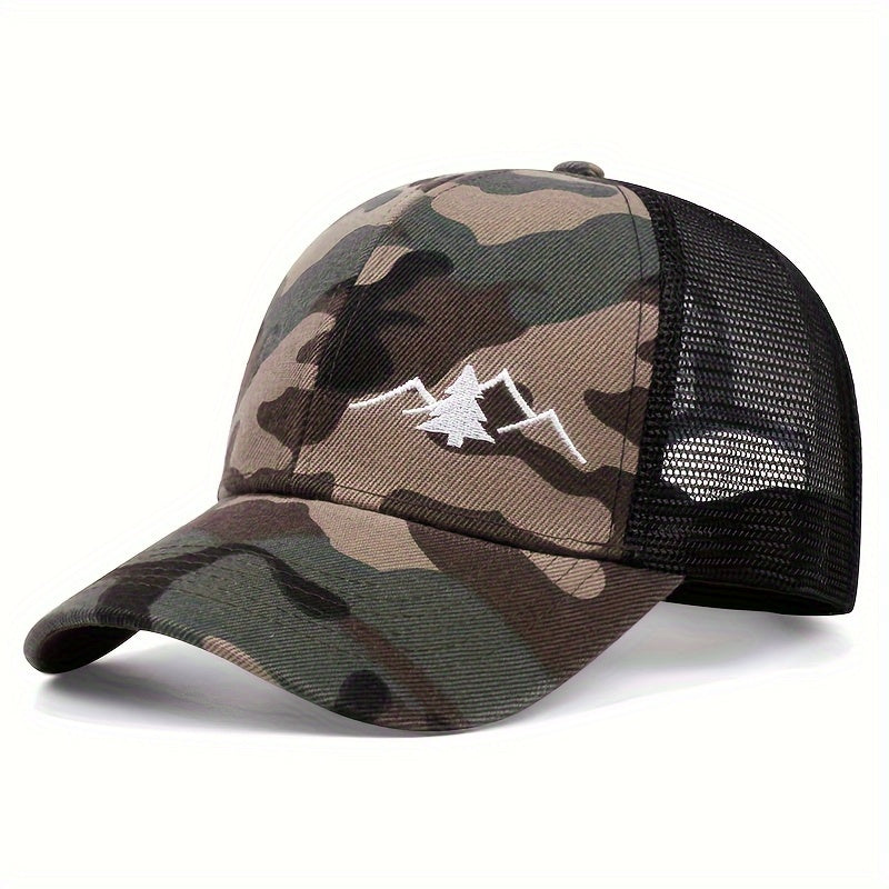 Vintage Pine Tree Embroidered Trucker Cap -