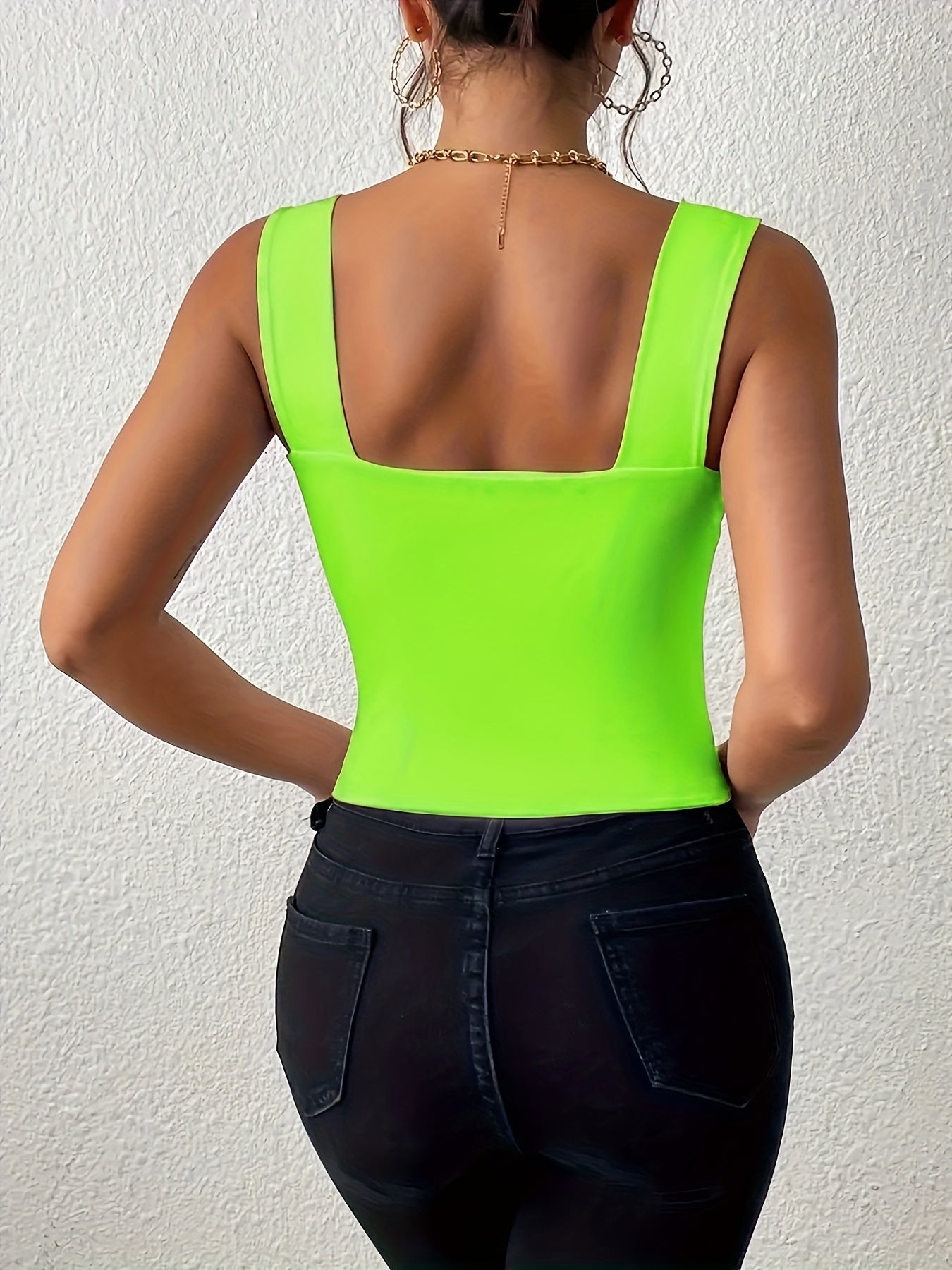 Stretchy Women's Crop Tank Top - Casual Everyday Essential - Soft, Breathable, Sleeveless, Solid Color, Comfortable, Relaxed Fit, Women's Clothing -