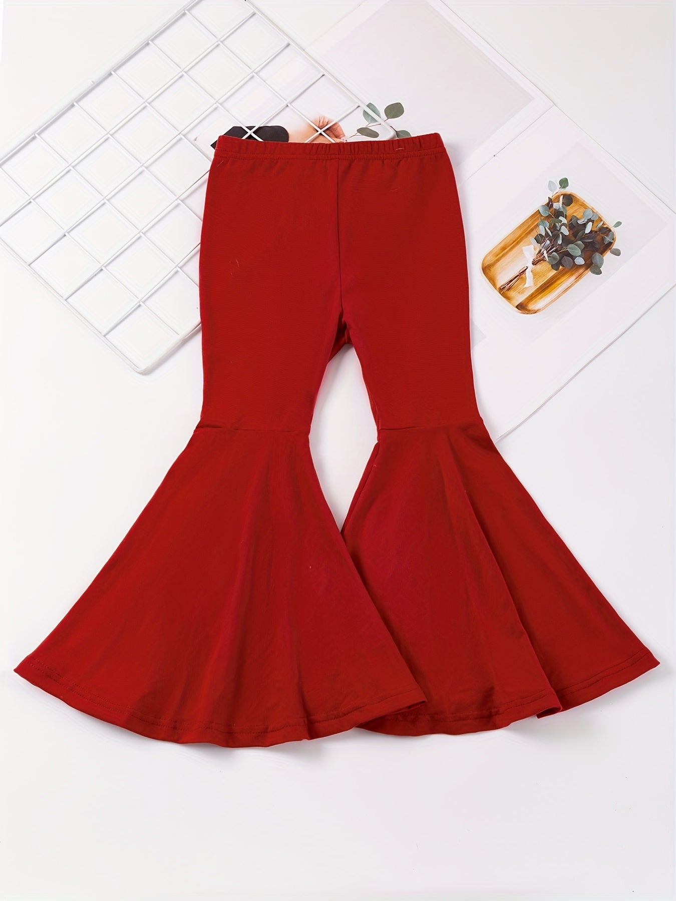 Girls' High-Waisted Flared Pants - Stretchy Bell-Bottoms, Non-Belted Waist, for Dance, Everyday & Formal Events - Spring/Fall Pants for Girls - Easy-Care Outfit, Dance Attire, Non belted Design, Comfortable Fit, Perfect for O -