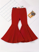 Girls' High-Waisted Flared Pants - Stretchy Bell-Bottoms, Non-Belted Waist, for Dance, Everyday & Formal Events - Spring/Fall Pants for Girls - Easy-Care Outfit, Dance Attire, Non belted Design, Comfortable Fit, Perfect for O -