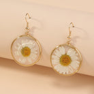 Nickle-Free Copper Dangle Earrings - Nooxian Elegant White Chrysanthemum - Boho Vacation Style with Golden-Tone Finish, Perfect for Everyday & Getaways -