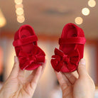 Baby Girls Mary Jane Flats With Bowknot First Walker Shoes Crib Shoes Princess Wedding Party Christmas Dress Shoes -