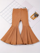 Girls' High-Waisted Flared Pants - Stretchy Bell-Bottoms, Non-Belted Waist, for Dance, Everyday & Formal Events - Spring/Fall Pants for Girls - Easy-Care Outfit, Dance Attire, Non belted Design, Comfortable Fit, Perfect for O -