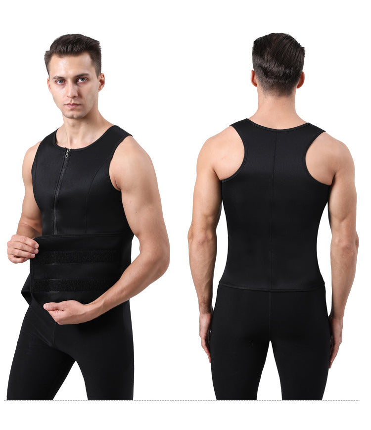 Optimize your workout with this men's adjustable compression tank top and waist trainer set! -