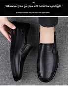 Step into comfort and safety with these men's genuine leather slip-on, slip-resistant shoes! -