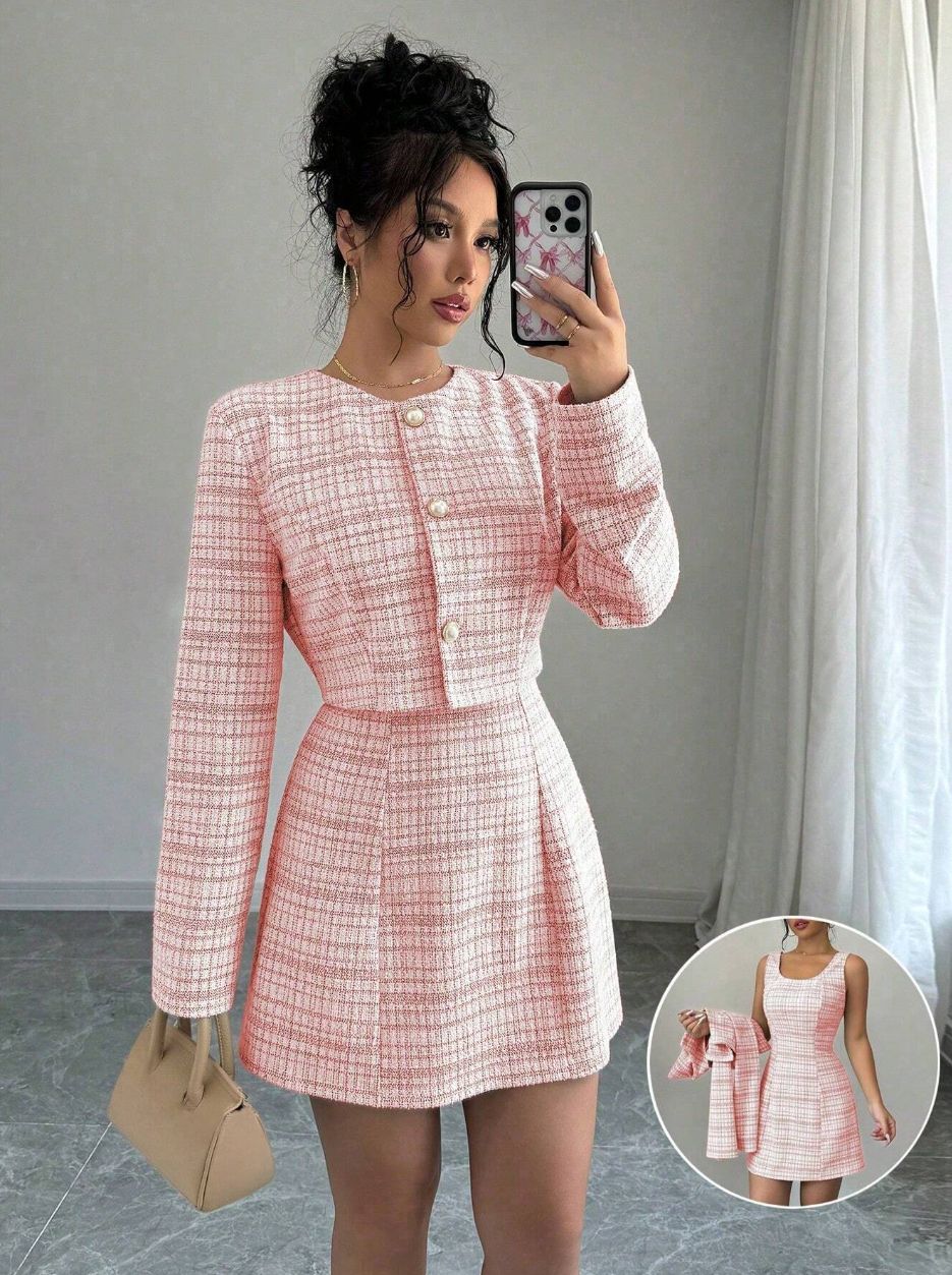 Elevate your style with this fashionable and elegant two-piece dress set for women—perfect for making a chic, polished statement! -