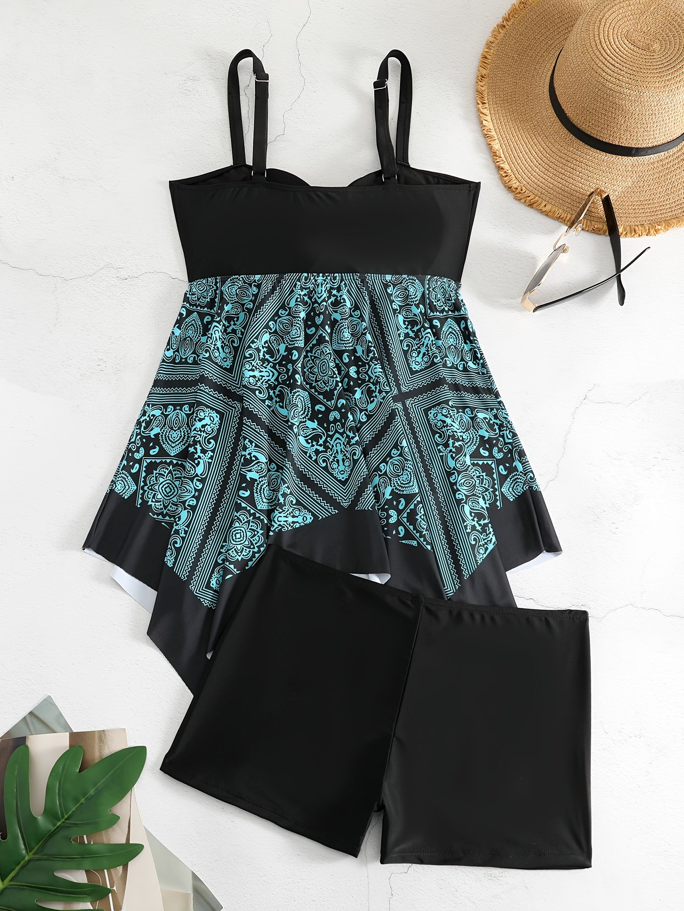 Plus Size Women's Printed One-Piece Swimsuit, Sexy Print Swimwear -