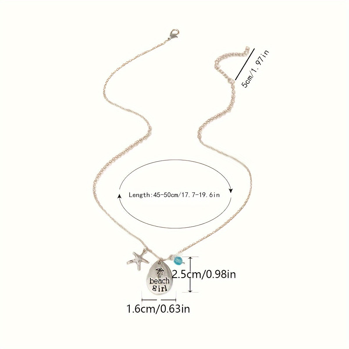 Sea Glass Pendant Necklace Marine Elements Shape Pendant Adjustable Neck Jewelry Summer Beach Style Clothings Accessories -
