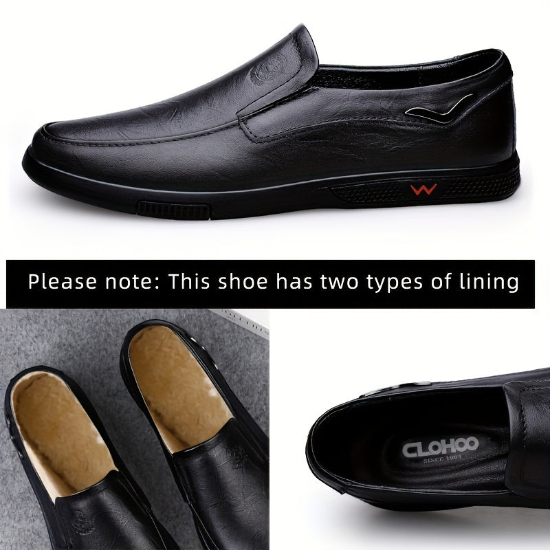 Step into comfort and safety with these men's genuine leather slip-on, slip-resistant shoes! -