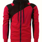 Men's Casual Color Block Zip Up Jacket With Hood - Varsity Style - Soft Fleece Lining - Perfect for Fall/Winter - Ideal Gift for Teenagers & Young Adults -
