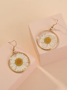 Nickle-Free Copper Dangle Earrings - Nooxian Elegant White Chrysanthemum - Boho Vacation Style with Golden-Tone Finish, Perfect for Everyday & Getaways -