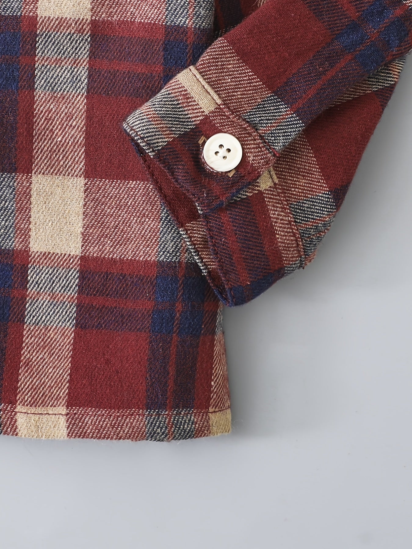 Dress him up in style with this boy's casual plaid button-up shirt and ripped denim pants set—cool and comfy! -
