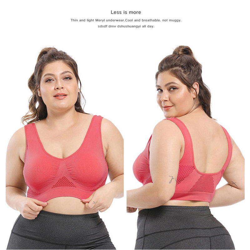 [Gentle Care] Plus Size Seamless Sports Bra for Women - Purple, Breathable Mesh Fabric, Push-Up with Removable Pads, Comfort Fit Vest Style, Sizes 36XL to 40XL, Plus Size Bra -