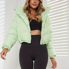 Women's Stylish Black Hooded Puffer Jacket - Casual Short Warm Outerwear with Drawstring Design, Long Sleeves, and Button-Up Front for Winter Comfort, Winter Jacket -