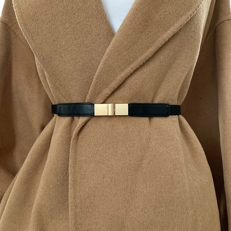 Elastic Waist Cincher Belt - Stylish Black & Golden Design, Versatile Corset for Dresses & Coats, Perfect for Casual & Formal Occasions, Everyday Fashion Accessory|Vintage Style Belt|Elastic Cincher Belt -