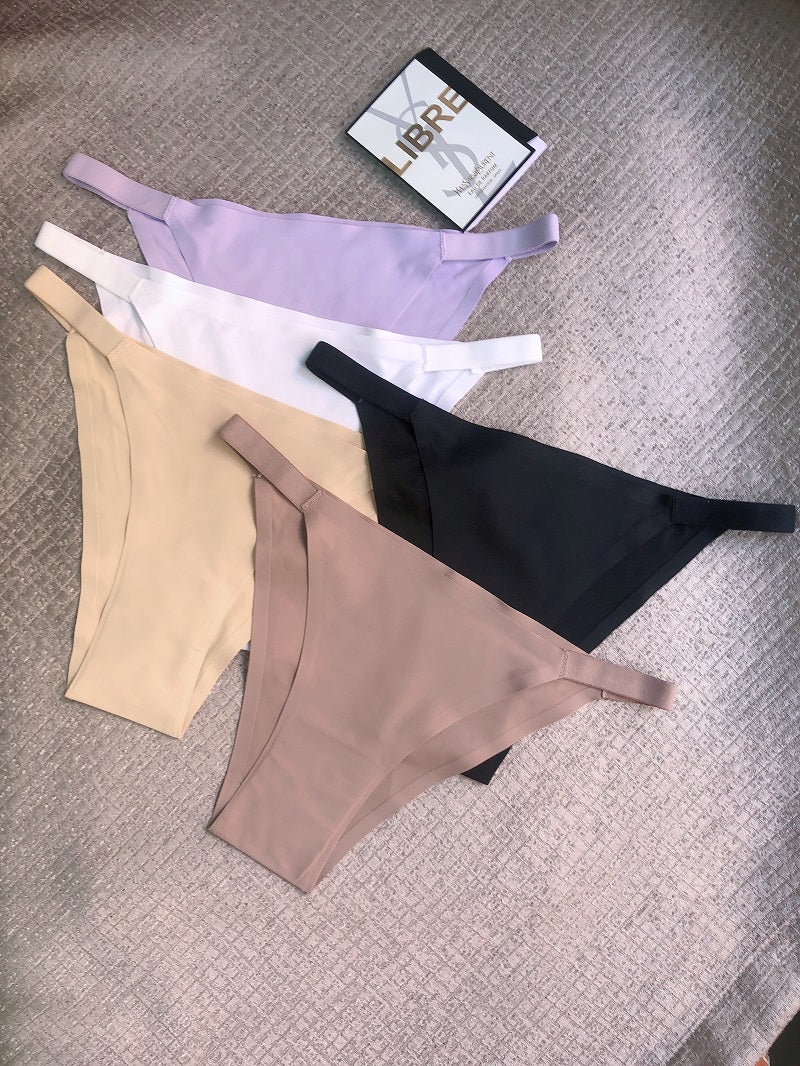 5pcs Seamless Women's Bikini Panties - Comfortable, Stretchy Nylon/Elastane Blend, Low-Rise, Solid Color in Casual to Yoga Fitness Wear, Breathable & Soft -