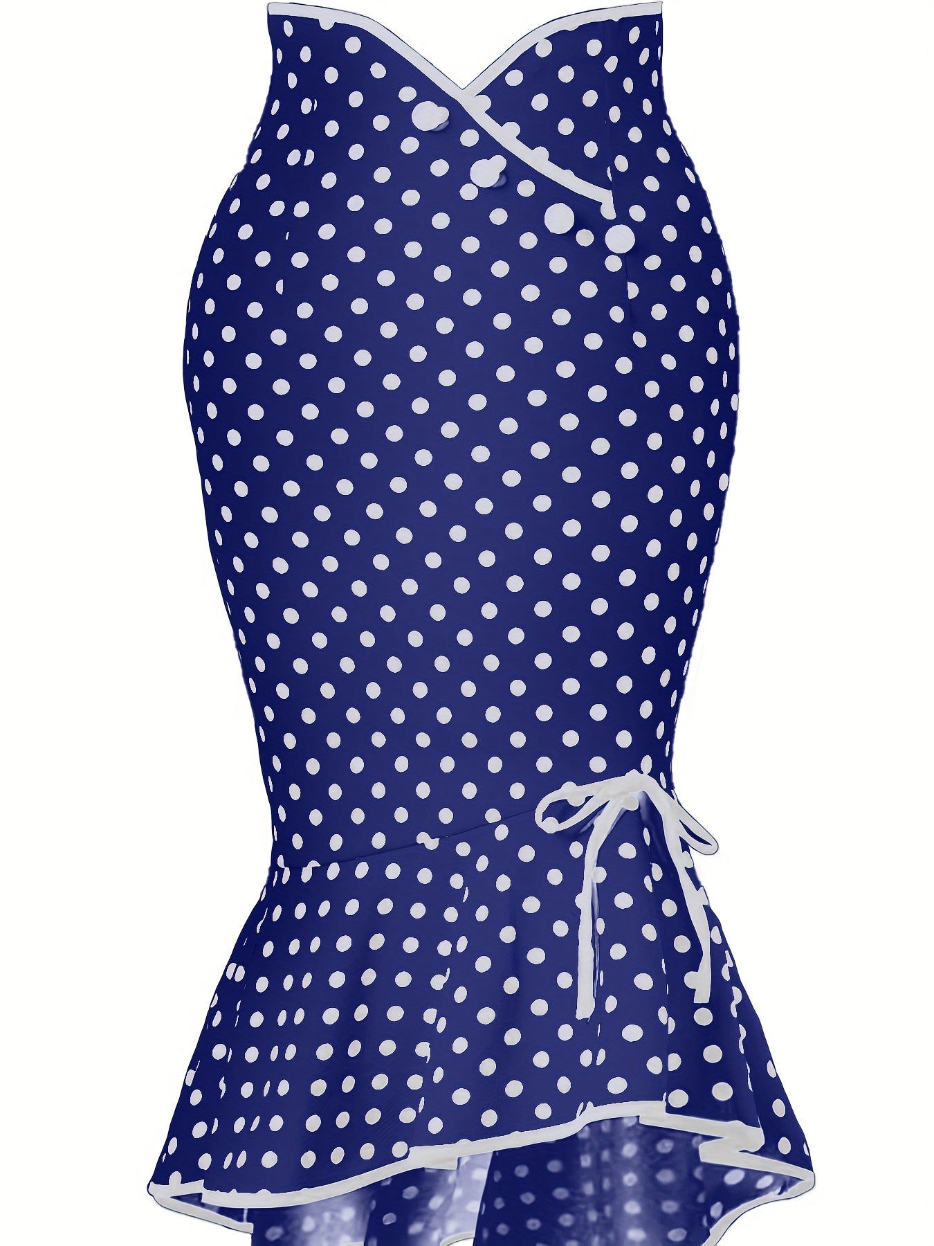 Polka Dot Bodycon Button Lace Up Skirts, Sexy Mature Fishtail Party Skirts, Women's Clothing -