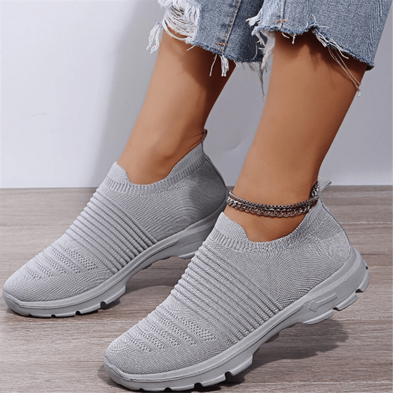 Women's Knit Soft Sole Breathable Mesh Sneakers, Solid Color Slip On Shoes, Women's Footwear -