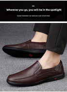 Step into comfort and safety with these men's genuine leather slip-on, slip-resistant shoes! -