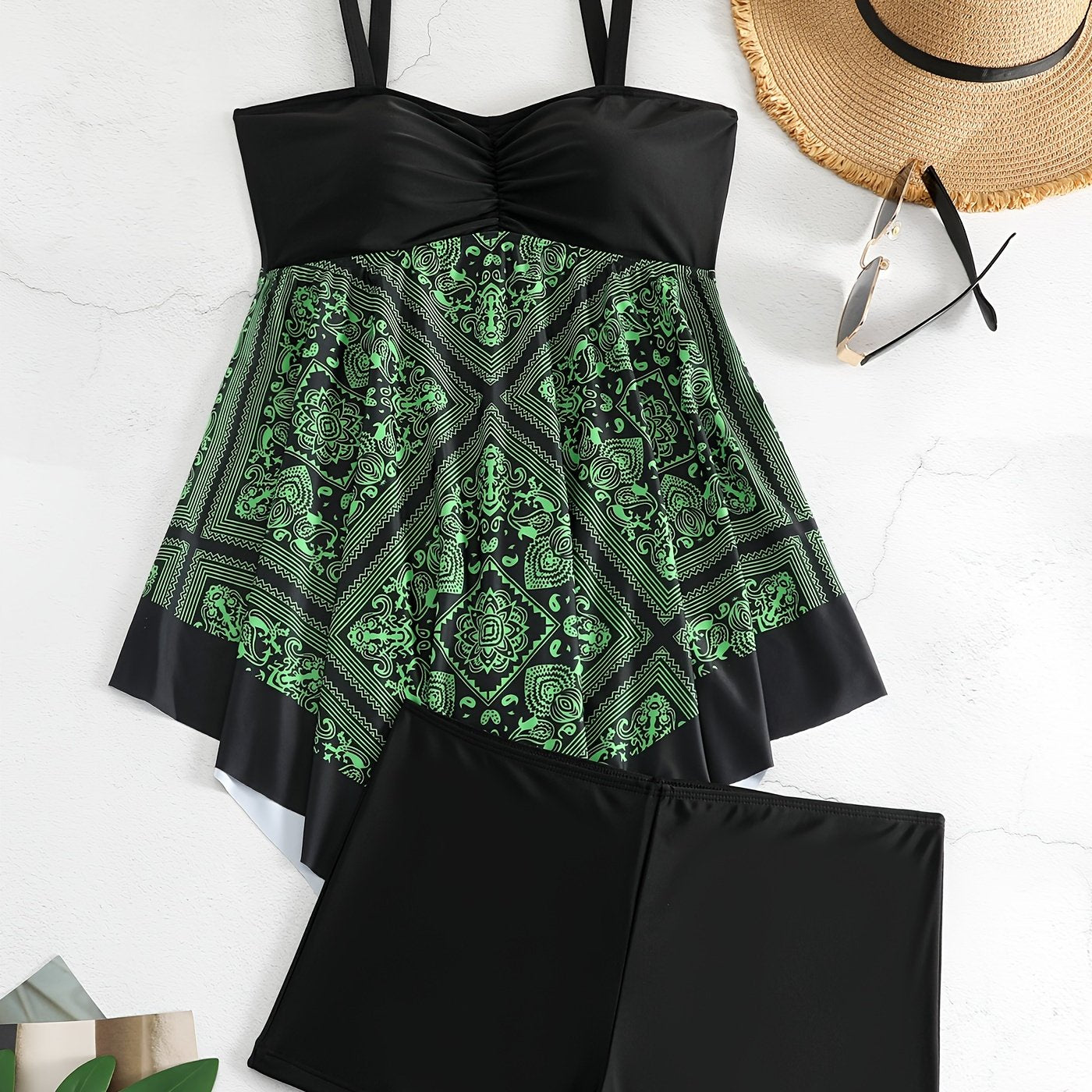 Plus Size Women's Printed One-Piece Swimsuit, Sexy Print Swimwear -