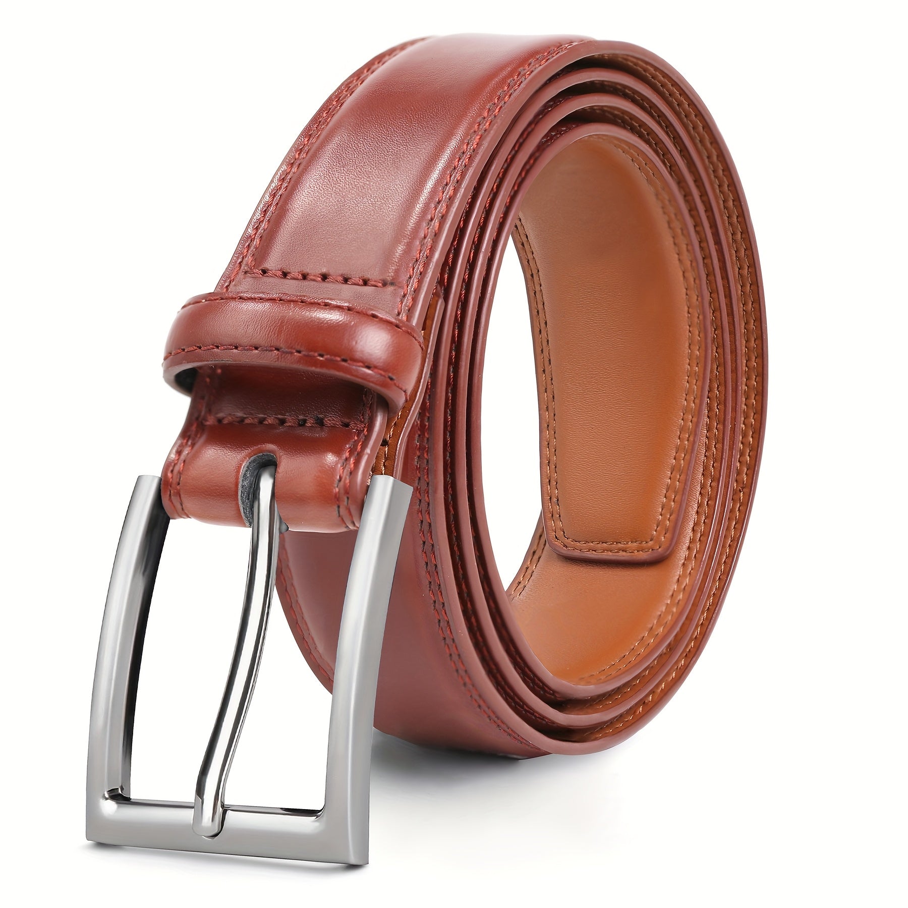 Men's Leather Belt, Fashion & Classic Casual Belt with Single Prong Buckle for Jeans, Pants, Work And Business, Gift for Dad & Husband -