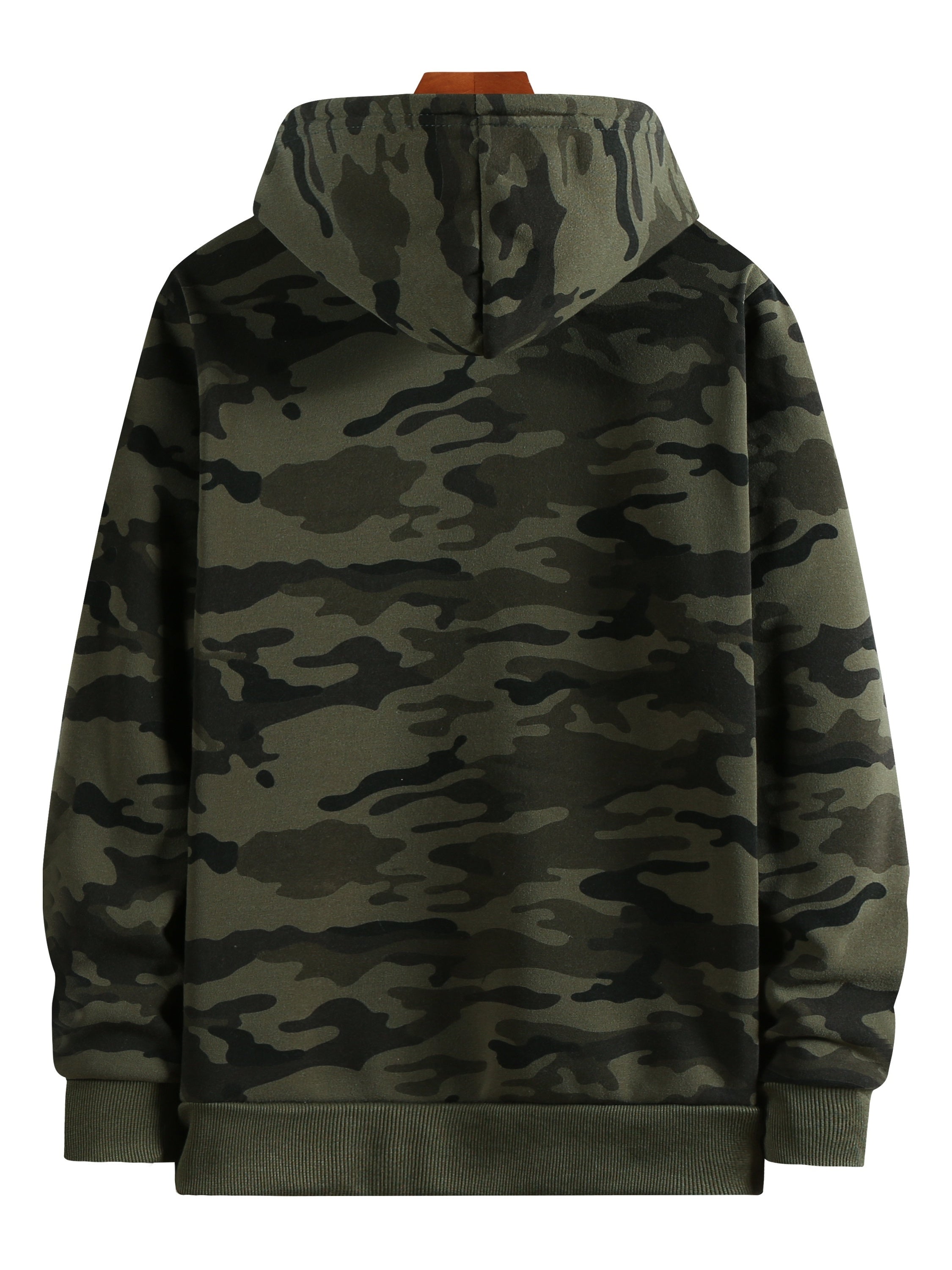 Stay cozy and cool in this hooded men's camouflage loose pullover fleece! -