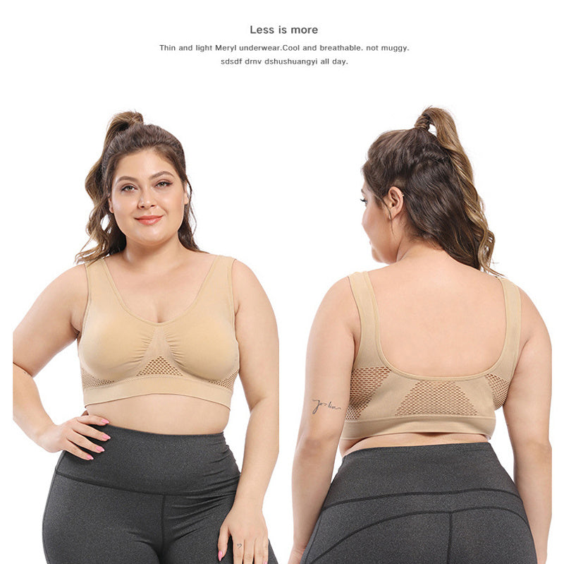 [Gentle Care] Plus Size Seamless Sports Bra for Women - Purple, Breathable Mesh Fabric, Push-Up with Removable Pads, Comfort Fit Vest Style, Sizes 36XL to 40XL, Plus Size Bra -