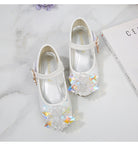 Girls' Elsa Princess High Heel Pumps - Sparkling Glitter Block Heel Shoes with Floral Embellishments, Lightweight Faux Cover for Spring & Fall, Weddings, Parties, Casual Wear, Shoes for Girls, Wedding Guest Shoes, Elegant Sho -