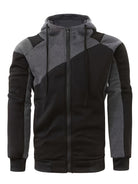 Men's Casual Color Block Zip Up Jacket With Hood - Varsity Style - Soft Fleece Lining - Perfect for Fall/Winter - Ideal Gift for Teenagers & Young Adults -